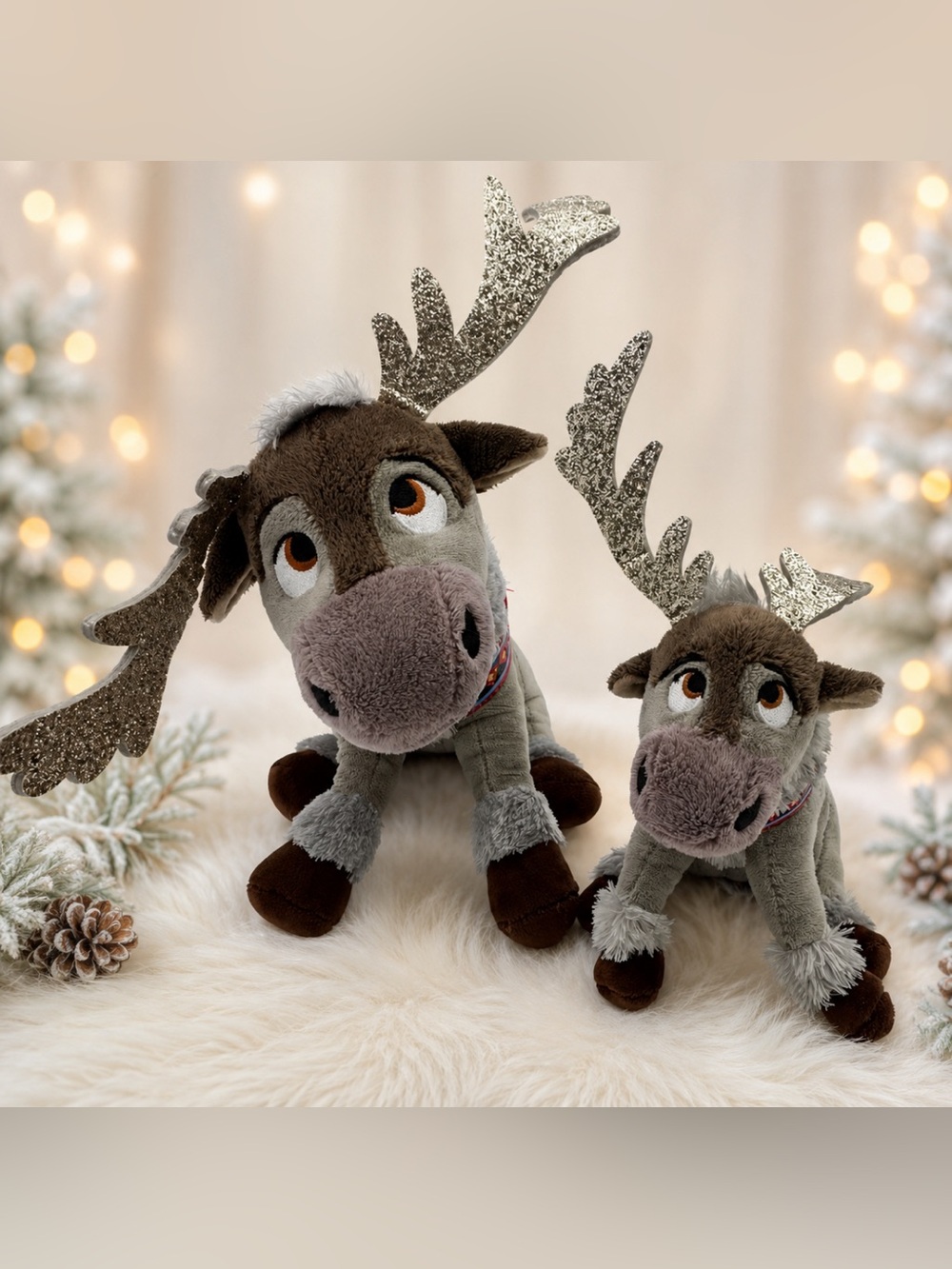 Sparkle Sven TY Bundle - Disney Frozen II Reindeer Plush Lot - Set of 2